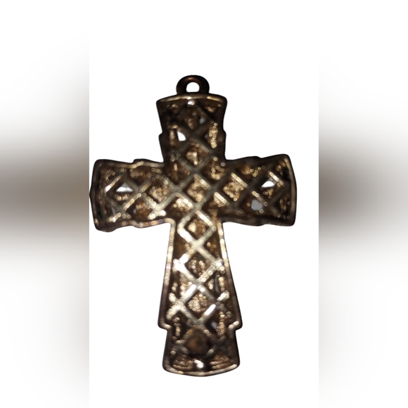 Sparkling Gold Rhinestone Cross Pendant - Picture 3 of 4